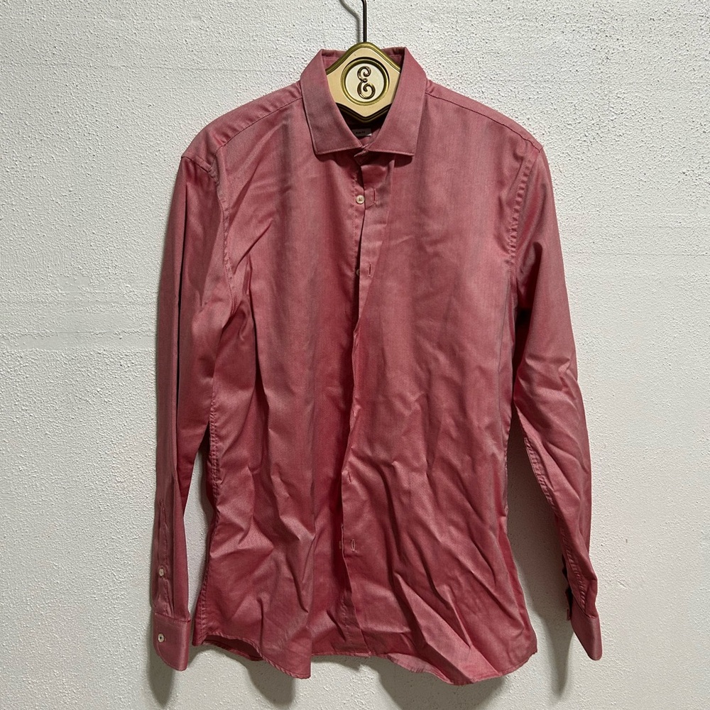 Zara Men's Salmon Color Button-Up Shirt